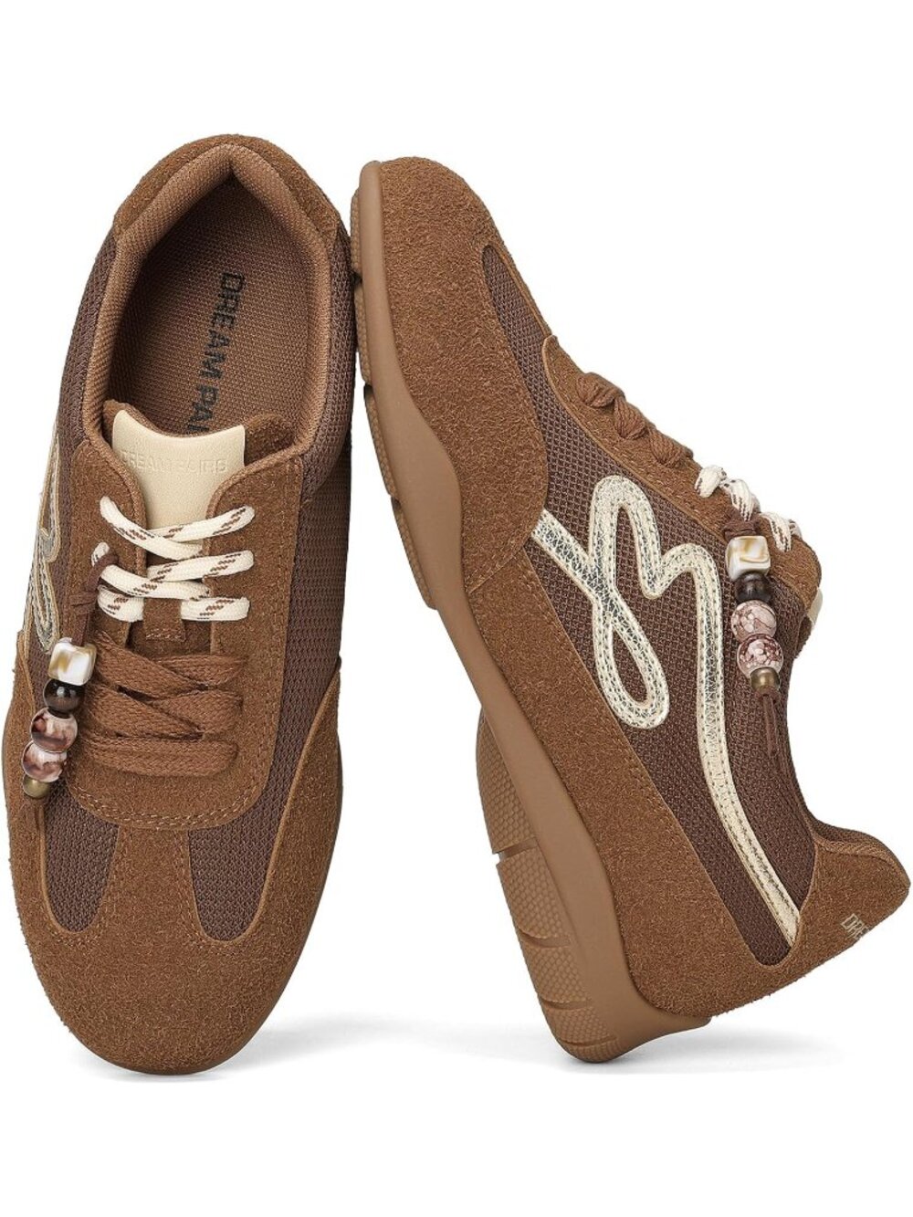 Women's Brown Faux Suede Retro Platform Non Slip Lightweight Fashion Sneakers